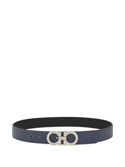 Ferragamo Reversible Leather Belt In Gray