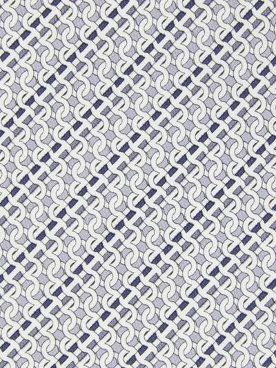Ferragamo Printed Silk Tie With Interlocking Gancini And Regimental Stripes