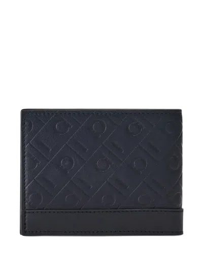 Ferragamo Md Embossed Classic Wallet Wallets Blue In Black