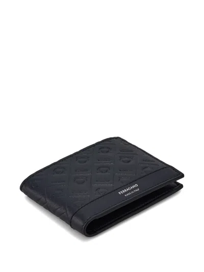 Ferragamo Md Embossed Classic Wallet Wallets Blue In Black