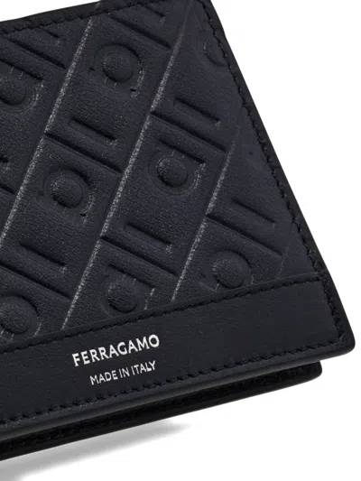 Ferragamo Md Embossed Classic Wallet Wallets Blue In Black