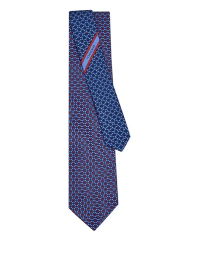 Ferragamo Gancini And Hearts Printed Silk Tie