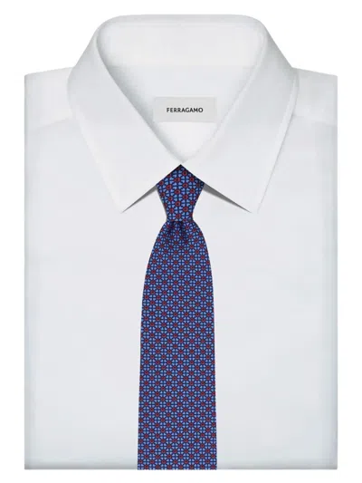 Ferragamo Gancini And Hearts Printed Silk Tie