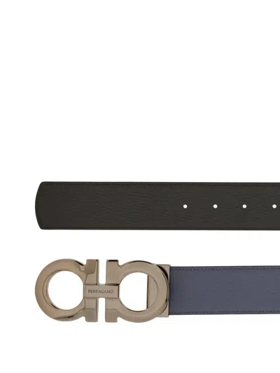 Ferragamo Reversible Leather Belt In Gray