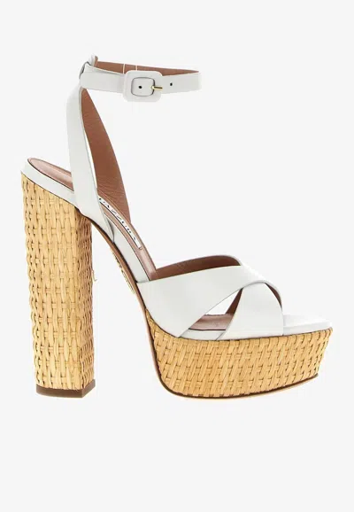 Aquazzura White Ankle Strap Heels