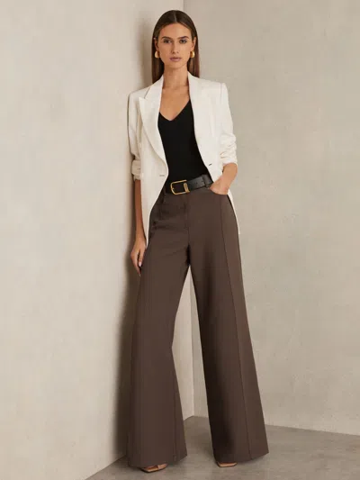 Reiss Mink Neutral Palazzo Tailored Trousers