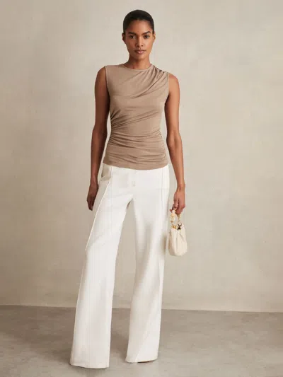 Reiss Mocha Brown Stretch-modal Ruched Vest