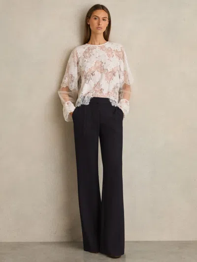 Reiss Navy Flared Tailored Trousers