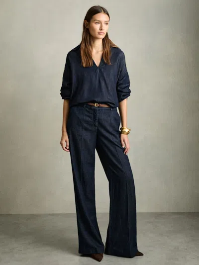 Reiss Dark Blue Denim Look Overshirt