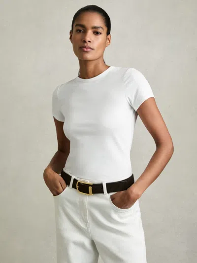 Reiss White Stretch-cotton Crew-neck T-shirt