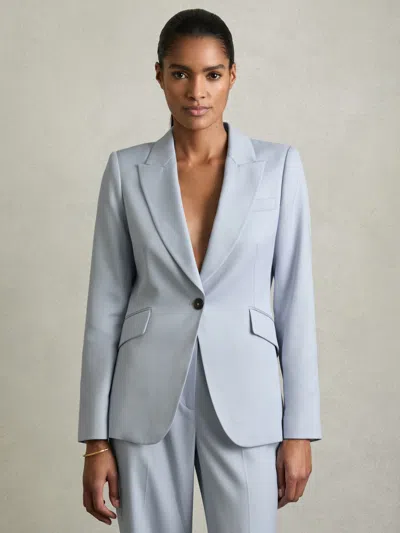 Reiss Blue Single-breasted Peak-lapel Tailored Blazer