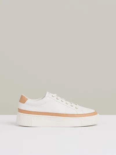 Reiss Camel/white Grained Leather Platform Trainers