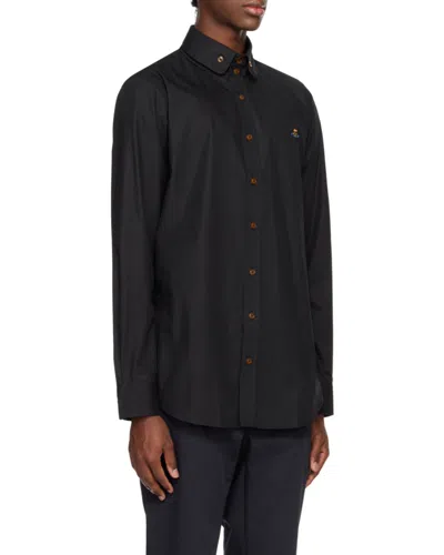 Vivienne Westwood Classic Long-sleeve Shirt With Embroidered Detail In Black