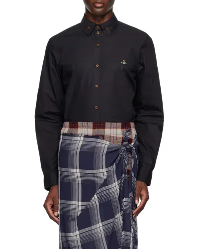 Vivienne Westwood Classic Long-sleeve Shirt With Embroidered Detail In Black