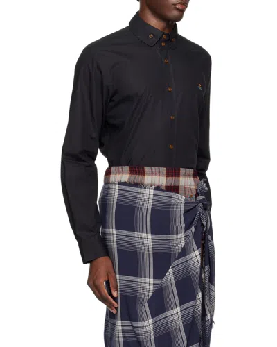 Vivienne Westwood Classic Long-sleeve Shirt With Embroidered Detail In Black