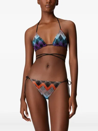 Missoni Bikini With Customizable Ties And Zig Zag Pattern In Blue