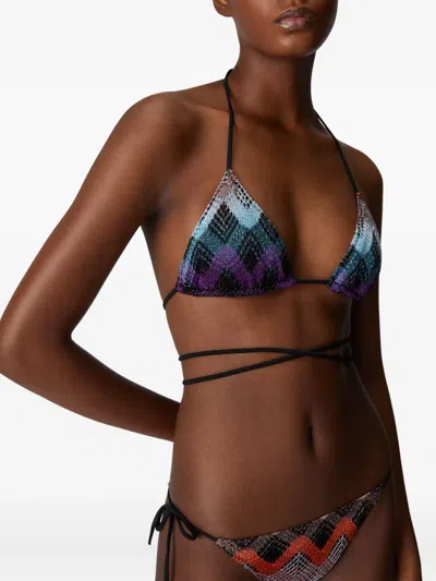 Missoni Bikini With Customizable Ties And Zig Zag Pattern In Blue