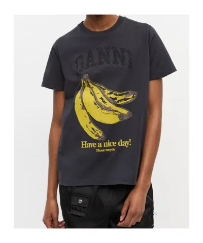 Ganni Relaxed Banana T-shirt In Black