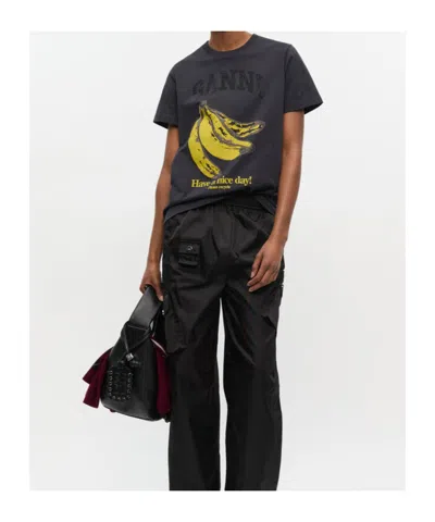 Ganni Relaxed Banana T-shirt In Black