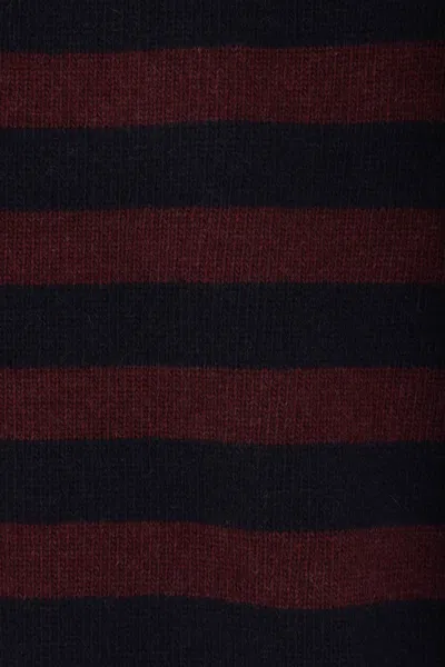 Ganni Graphic Wool Mix Poodle Stripe Crewneck Knitwear Multicolor In Multi