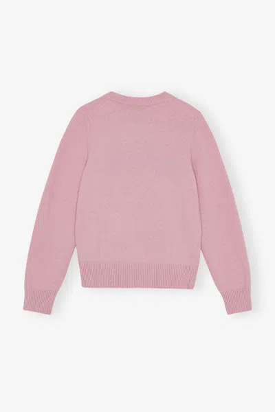 Ganni Poodle Pink Crewneck Jumper In Pink