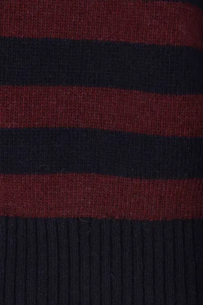 Ganni Graphic Wool Mix Poodle Stripe Crewneck Knitwear Multicolor In Multi