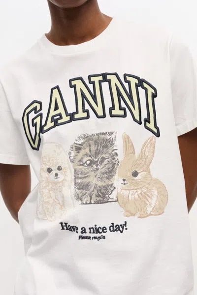 Ganni Animals White T-shirt