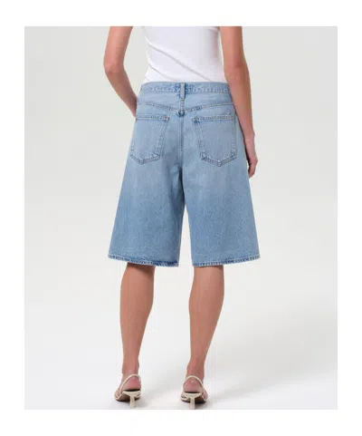Agolde Urban Baggy Denim Shorts With Belt Loops In Blue