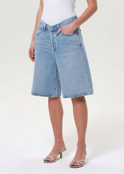 Agolde Urban Baggy Denim Shorts With Belt Loops In Blue