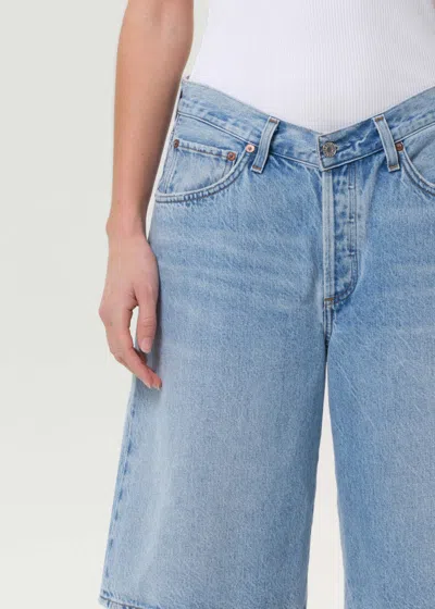 Agolde Urban Baggy Denim Shorts With Belt Loops In Blue