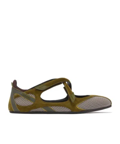 Attico Ballet Flats In Synthetic Fabric And Leather In Green