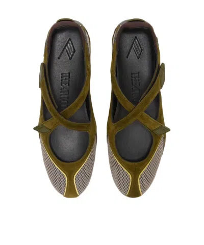 Attico Ballet Flats In Synthetic Fabric And Leather In Green