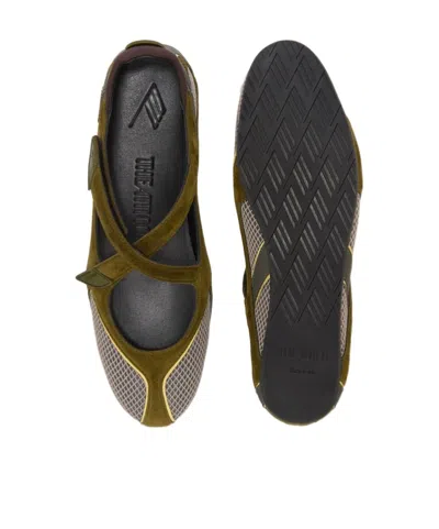 Attico Ballet Flats In Synthetic Fabric And Leather In Green