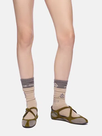 Attico Ballet Flats In Synthetic Fabric And Leather In Green