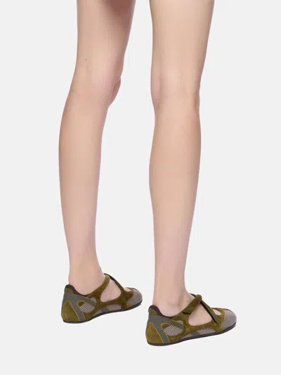Attico Ballet Flats In Synthetic Fabric And Leather In Green