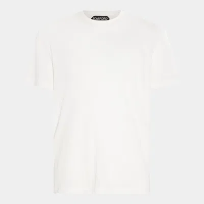 Tom Ford White Cotton T-shirt With Straight Hem
