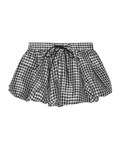 Ganni Skirt With Balloon Effect And Gingham Pattern In Multi