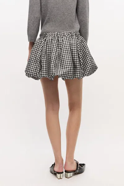 Ganni Skirt With Balloon Effect And Gingham Pattern In Multi