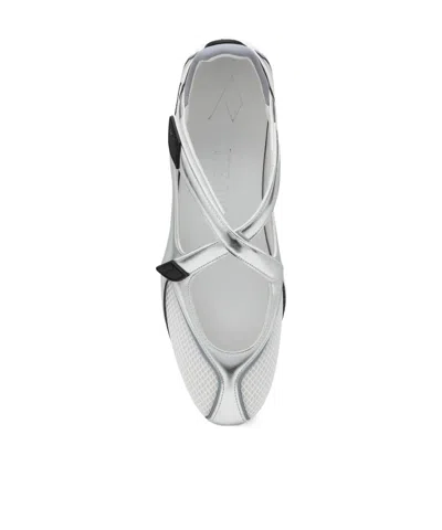 Attico Cross Strap Mesh Ballet Flats Round Toe