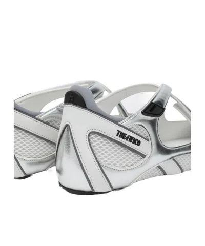 Attico Cross Strap Mesh Ballet Flats Round Toe