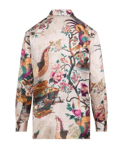 Roberto Cavalli Silk Floral Print Shirt In Multi