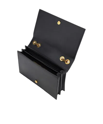 Roberto Cavalli Black Leather Shoulder Bag With Gold Emblem In Purple