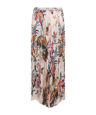 Roberto Cavalli Midi Skirt With Floral And Pheasant Print