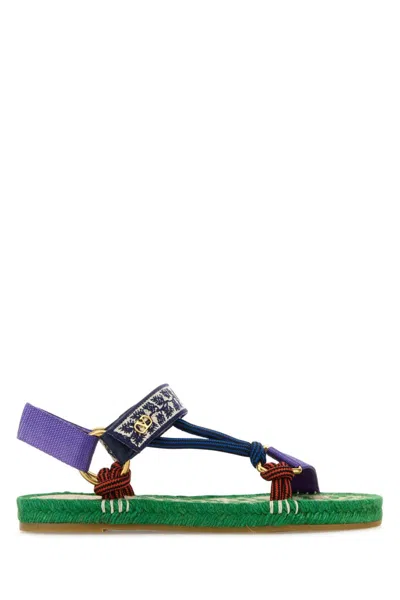 Valentino Garavani Valentino Lake Powell Leather-trim Sandal In Green
