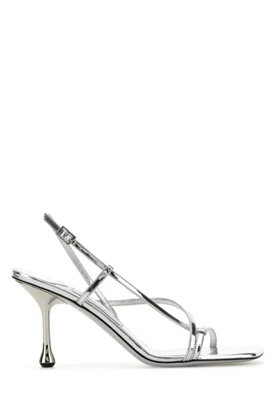 Jimmy Choo High Heel Metallic Sandals With Buckle Strap In Metallic