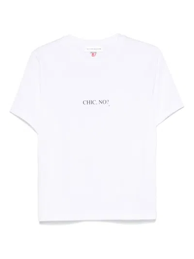 Victoria Beckham White Crewneck T-shirt With Slogan Print On The Front In Cotton Woman