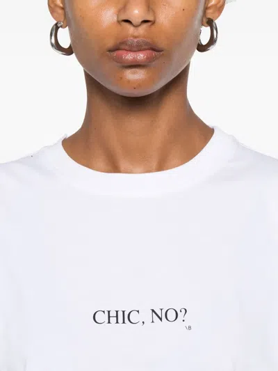 Victoria Beckham White Crewneck T-shirt With Slogan Print On The Front In Cotton Woman