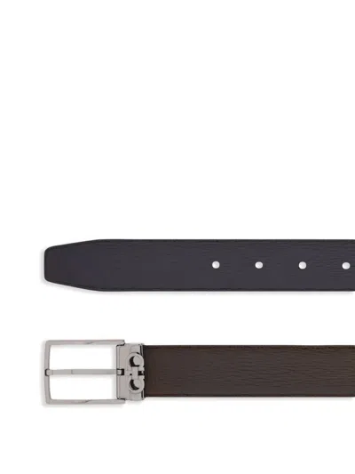 Ferragamo Grained Leather Gancini Motif Reversible Belt