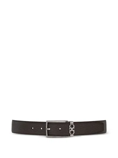 Ferragamo Grained Leather Gancini Motif Reversible Belt