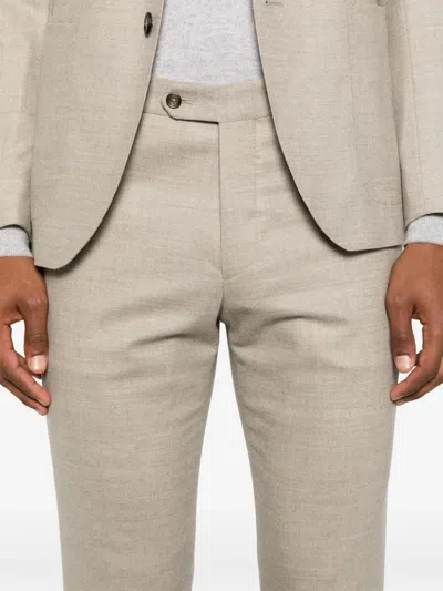 Tagliatore Long Sleeve Blazer And Belt Loop Pants Set In Neutral